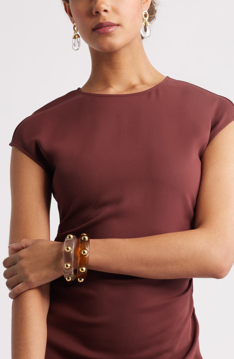 Nordstrom Studded Resin Bangle, Alternate, color, Amber- Gold