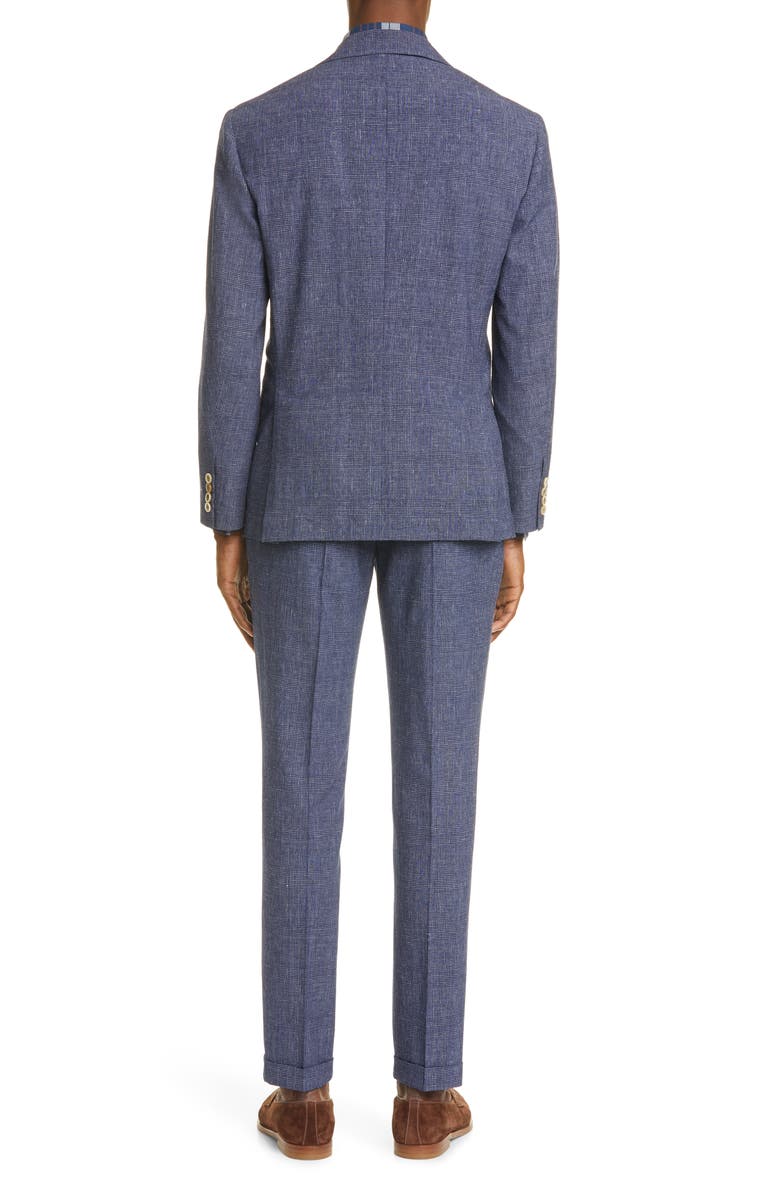 Brunello Cucinelli Glen Plaid Wool & Linen Suit, Alternate, color, 