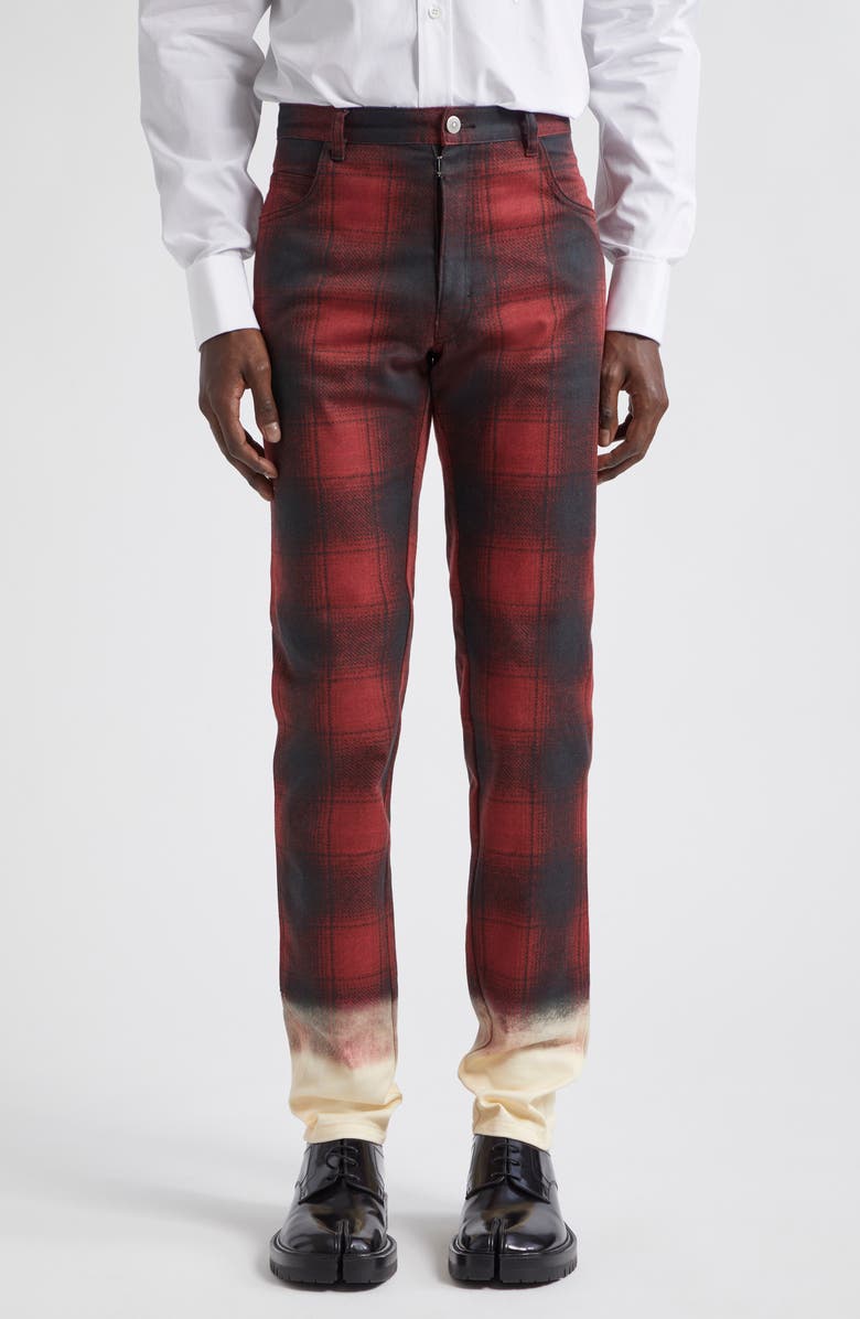 Maison Margiela x Pendleton Plaid Ombré Stretch Cotton Trousers, Main, color, 