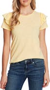 CeCe Double Ruffle Slub Jersey Tee