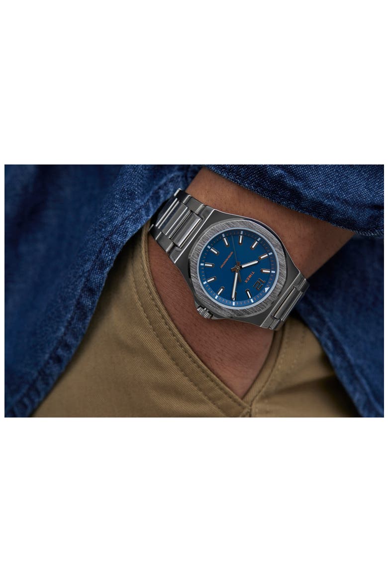Essex Avenue Thin Bracelet Watch, 40mm, Alternate, color, SILVER/ BLUE/ SILVER