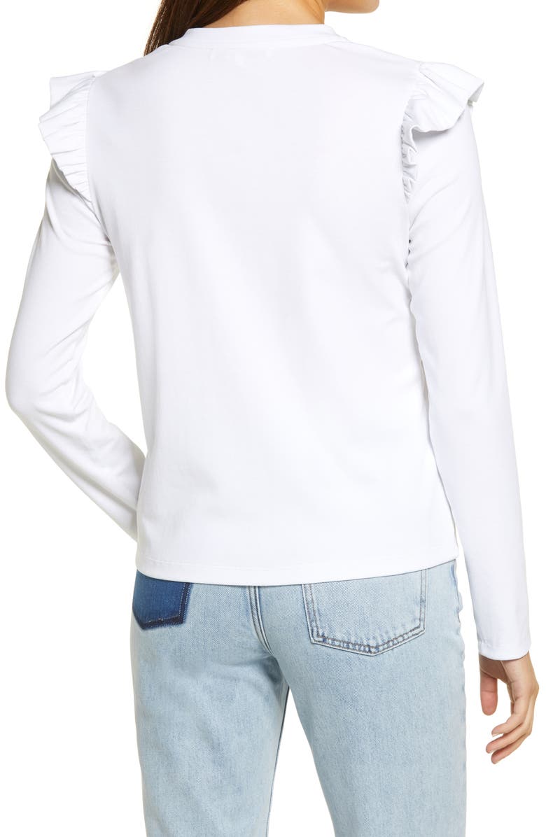 English Factory Ruffle Shoulder Top, Alternate, color, White