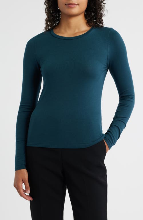 Eileen Fisher Stretch Organic Cotton Blend T-shirt In Blue