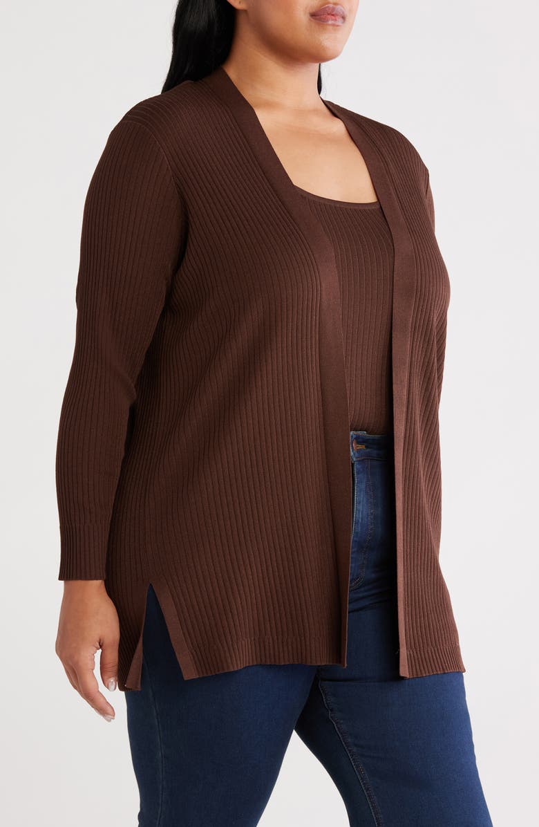 Jones New York Sutton Open Front Rib Cardigan, Alternate, color, 