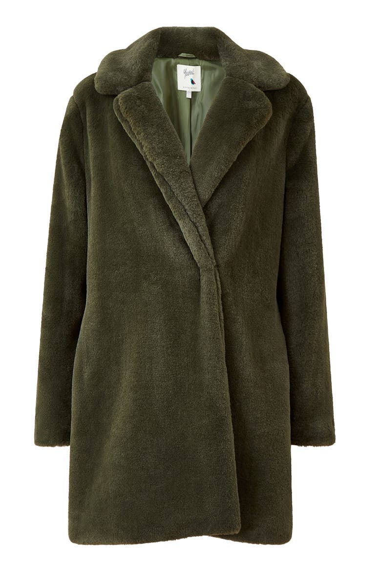 Faux Fur Coat, Alternate, color, Khaki
