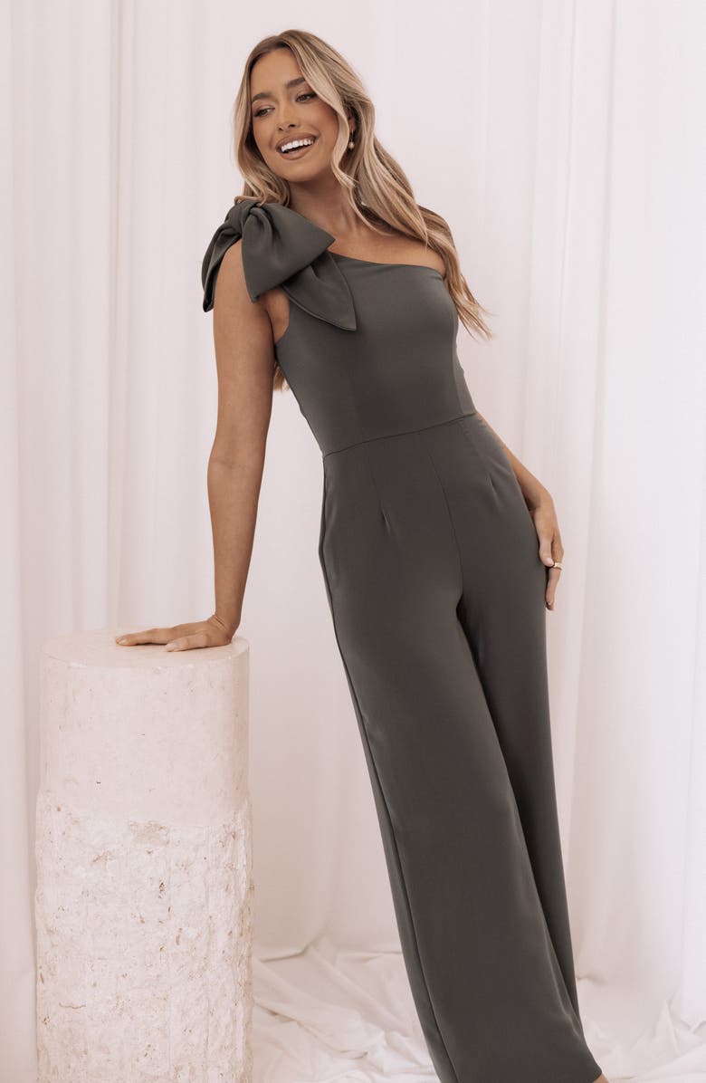 Petal & Pup Scarlett One-Shoulder Wide Leg Jumpsuit, Alternate, color, Steel Grey