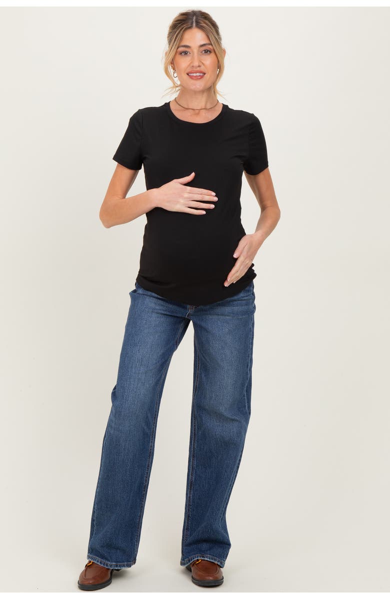 PinkBlush Dark Wash Wide Leg Maternity Jeans, Alternate, color, Navy Blue