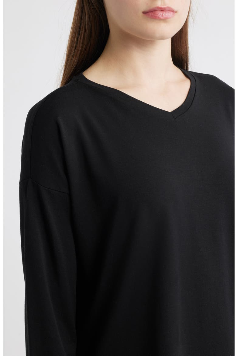 V-Neck Long Sleeve Box T-Shirt, Alternate, color, BLACK