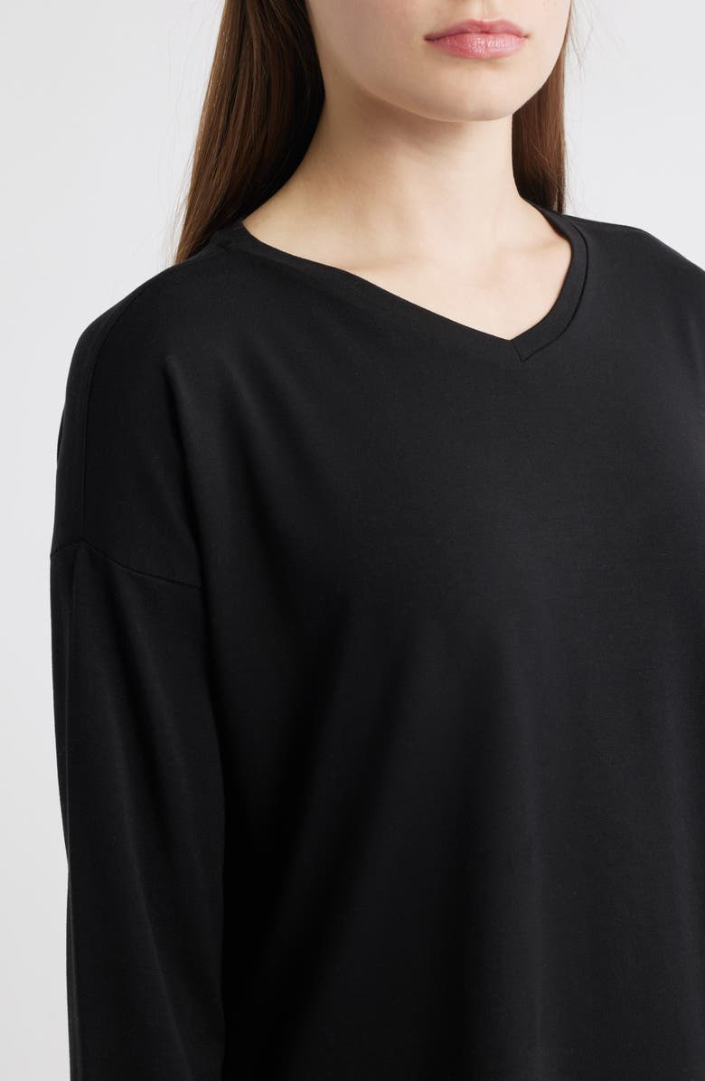 Eileen Fisher V-Neck Long Sleeve Box T-Shirt, Alternate, color, Black