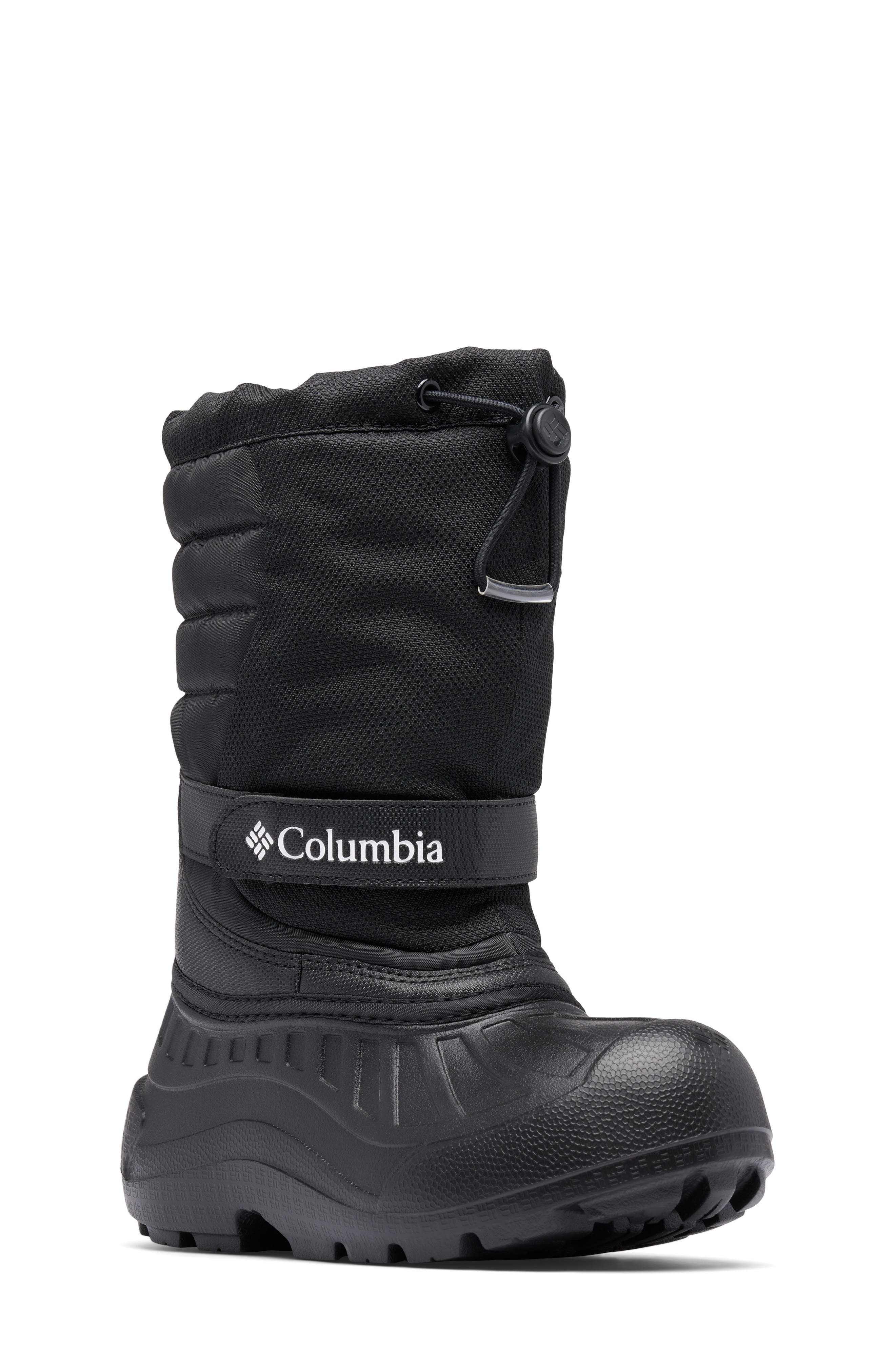 Columbia Kids' Powderbug Snowlite Waterproof Snow Boot, Main, color, Black/ White