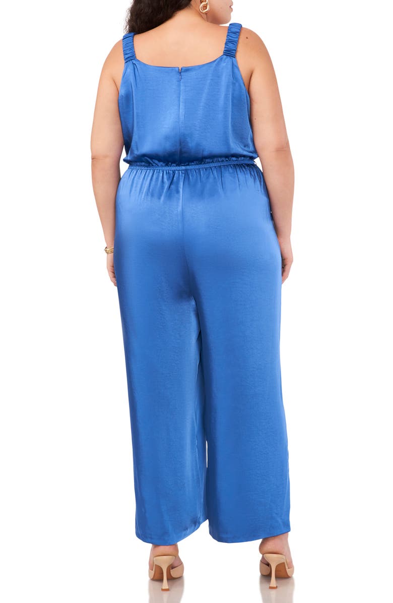 Vince Camuto V-Neck Textured Satin Jumpsuit, Alternate, color, 