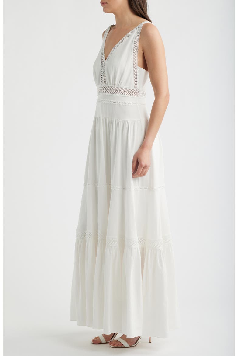 Alessia Lace Inset Detail Maxi Dress, Alternate, color, WHITE