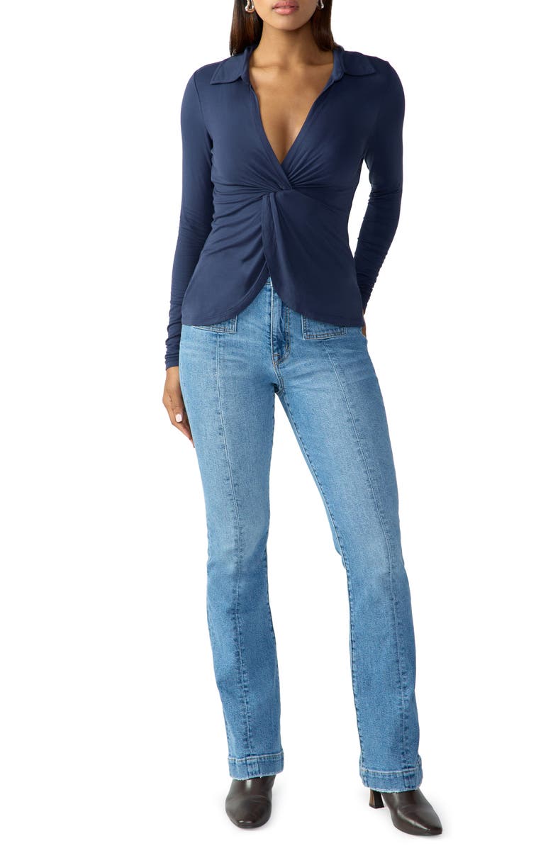 Sanctuary Dreamgirl Twist Front Top, Alternate, color, Navy Refle