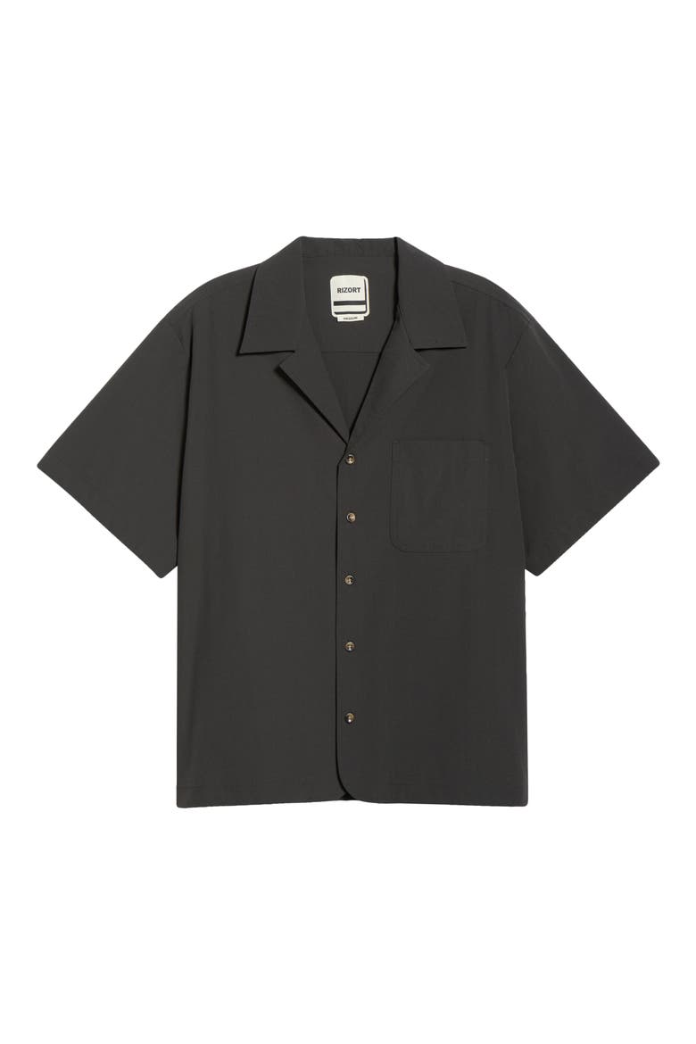 Tim Stretch Nylon Camp Shirt, Alternate, color, BLACK
