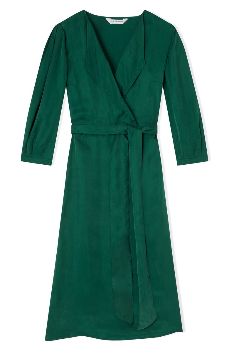 LK Bennett Iris Long Sleeve Wrap Dress, Alternate, color, Gre-Green