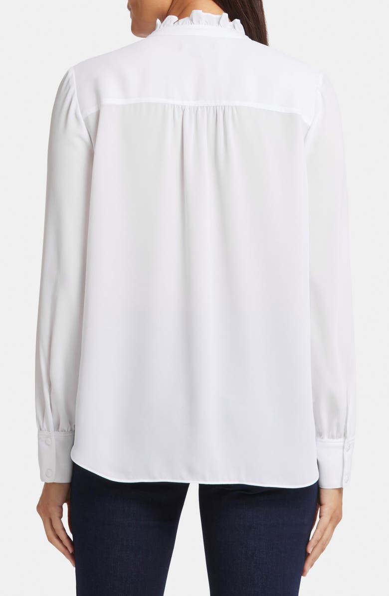 NYDJ Ruffle Neck Blouse, Alternate, color, Optic White