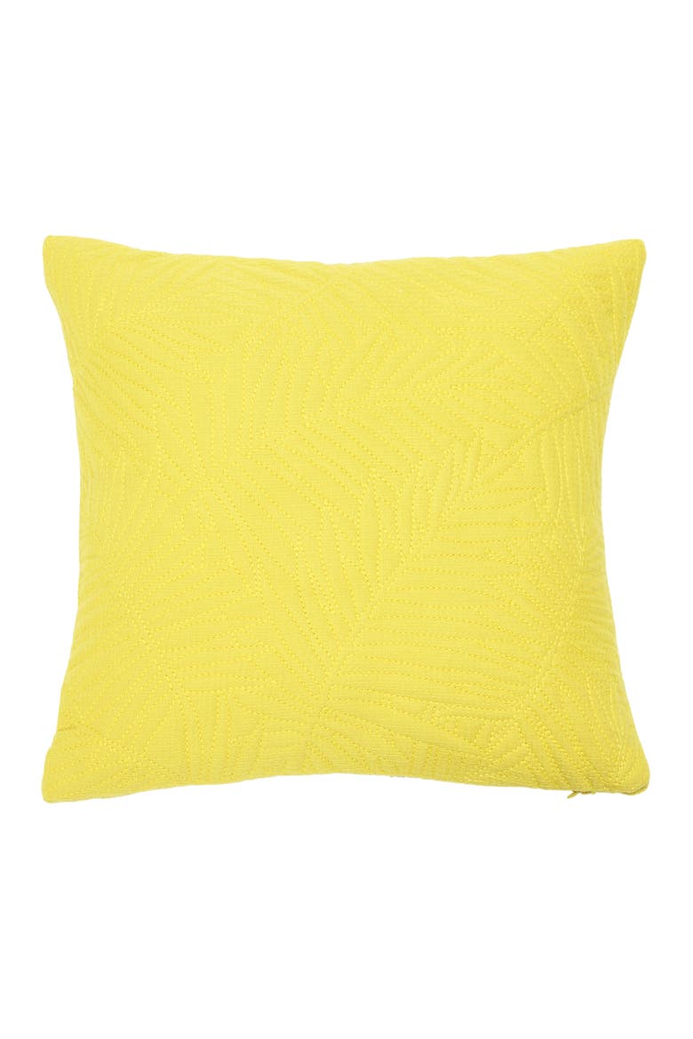 Cotton Pillow with Quilted Fern Frond Pattern, Main, color, Green