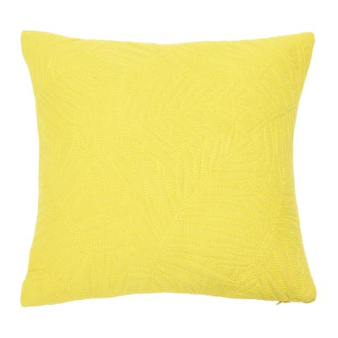 Cotton Pillow with Quilted Fern Frond Pattern