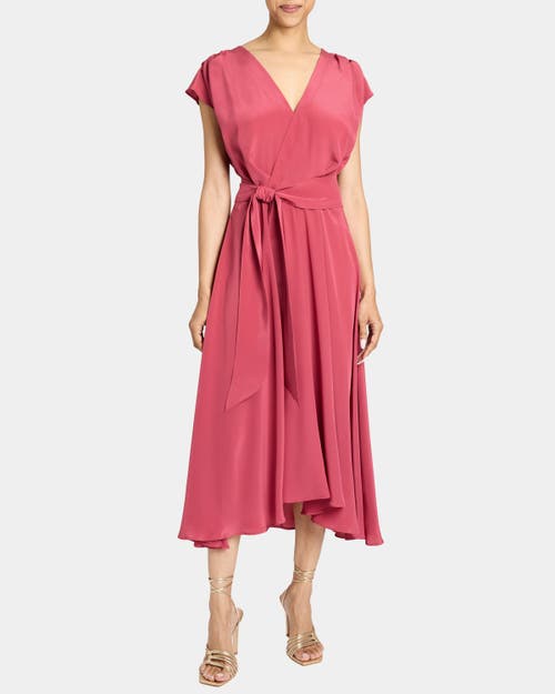 Santorelli Talia Cap Sleeve Midi Dress Silk Crepe De Chine
