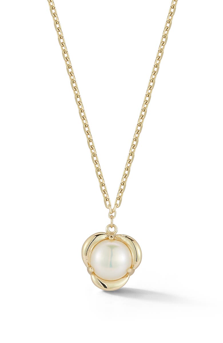 Ember Fine Jewelry 14K Gold 6mm Pearl Pendant Necklace, Main, color, Gold