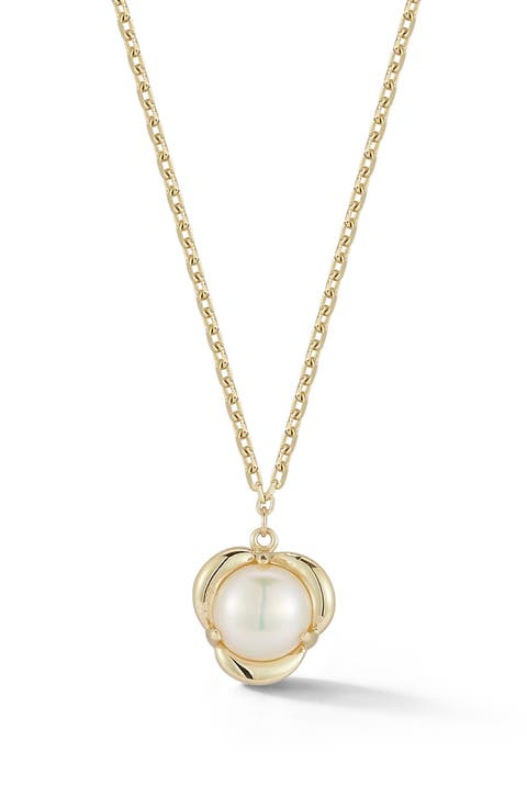 14K Gold 6mm Pearl Pendant Necklace