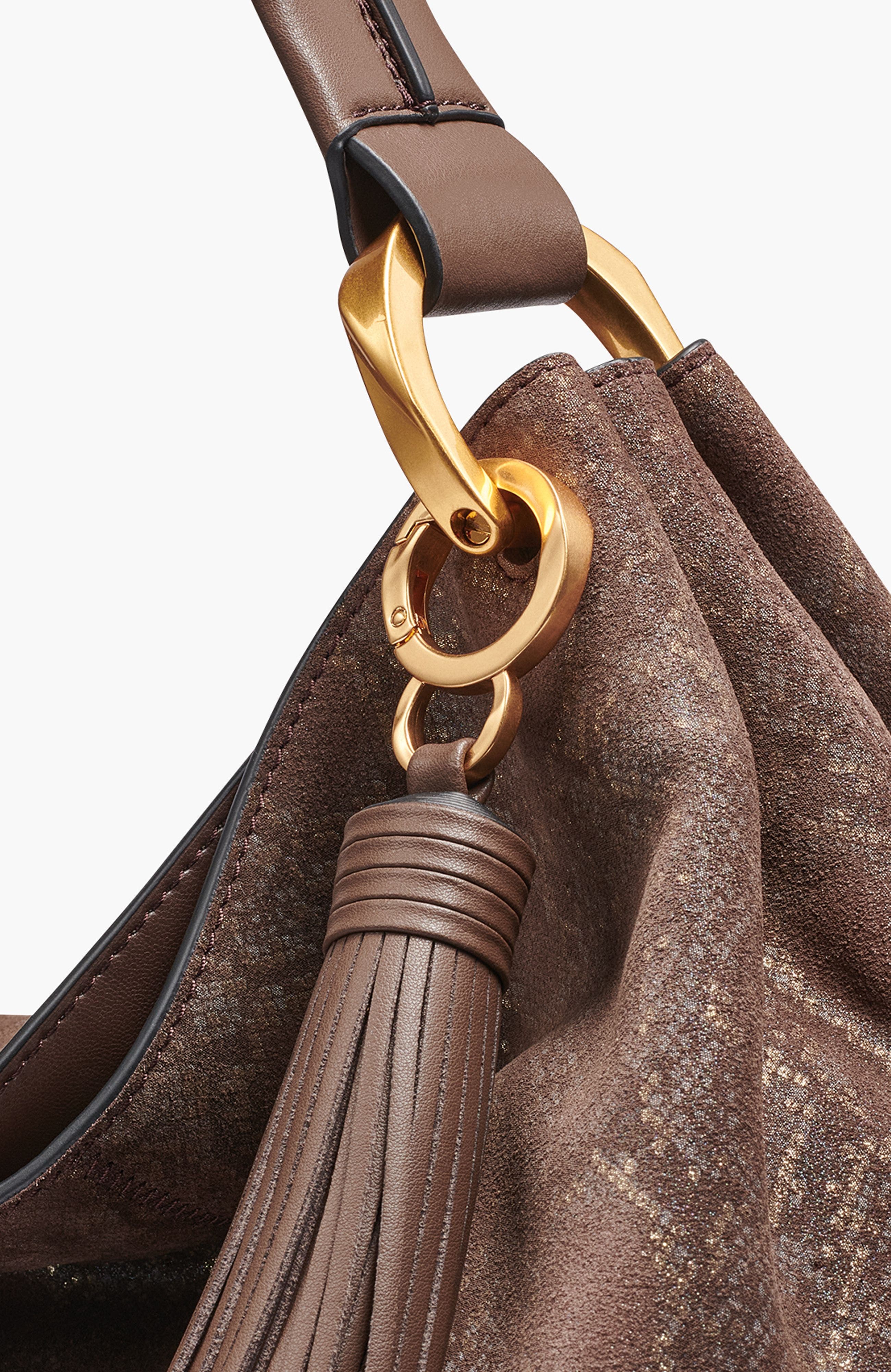 Donna Karan New York Glenwood Python Suede Shoulder, Alternate, color, Brown Multi