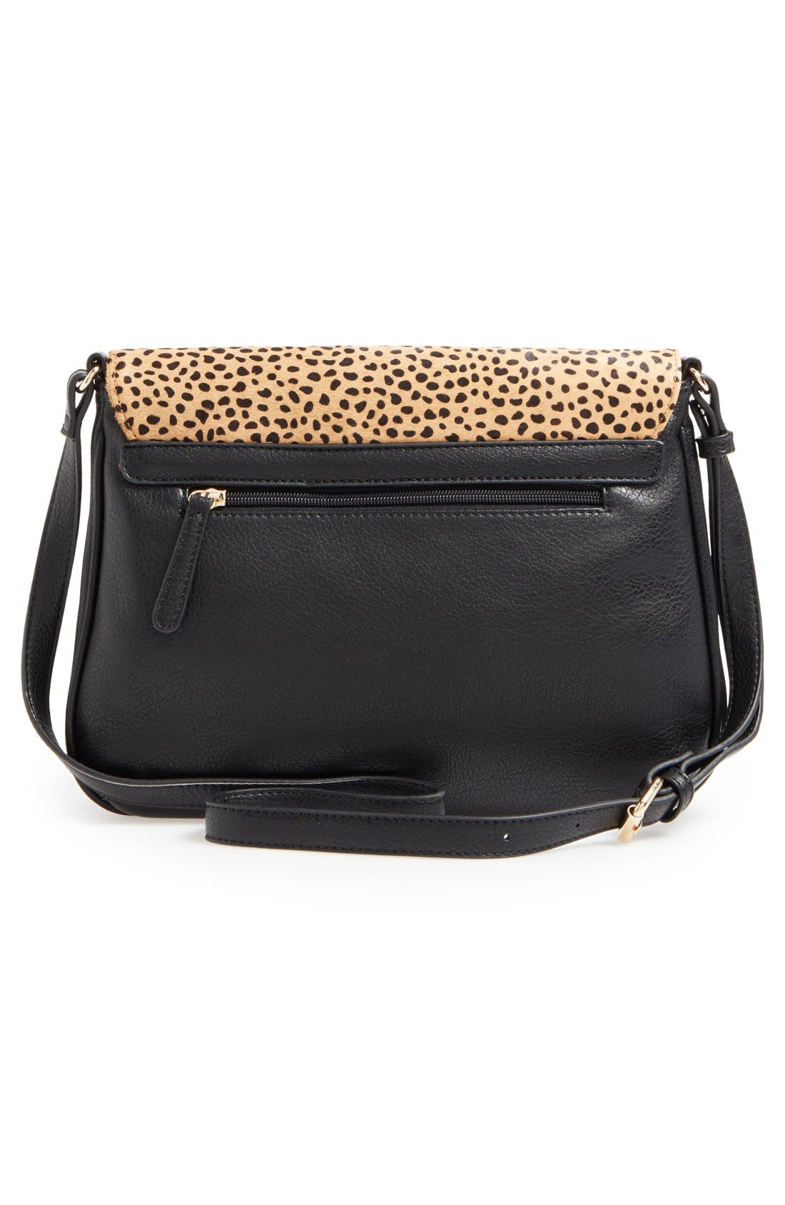 'Noble' Faux Leather & Genuine Calf Hair Shoulder/Crossbody Bag, Alternate, color, LEOPARD
