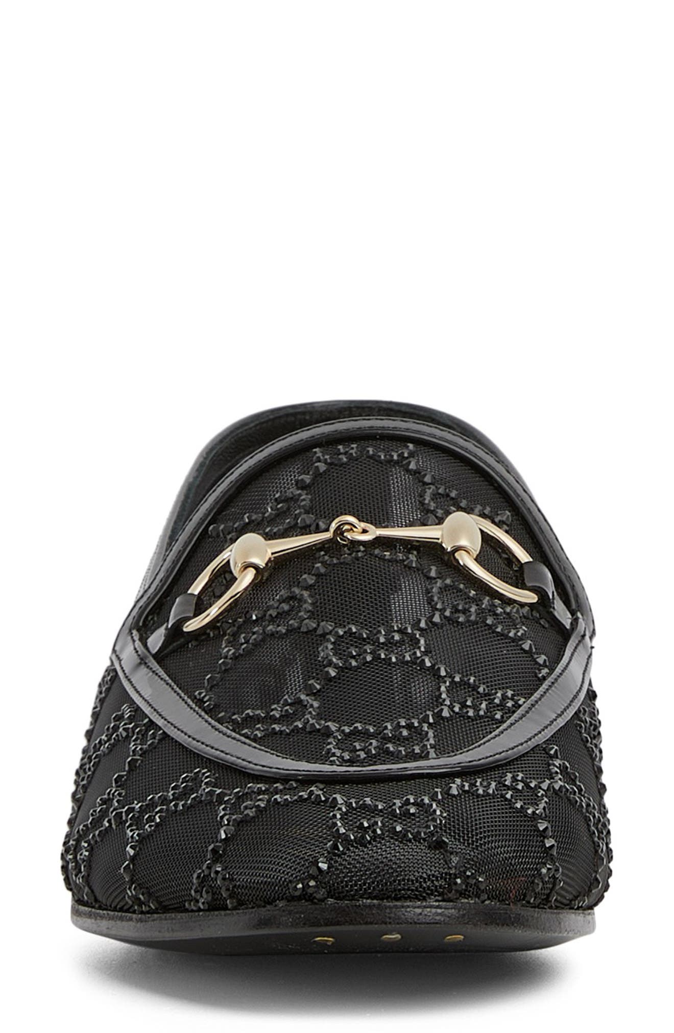 Gucci New Jordaan GG Crystal Mesh Horsebit Loafer, Alternate, color, 001 Black/Black/Milady