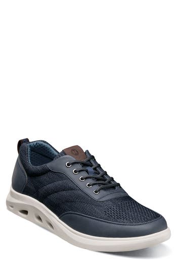 Nunn Bush Men's Ponte Knit Moc Toe Sneaker In Navy Multi