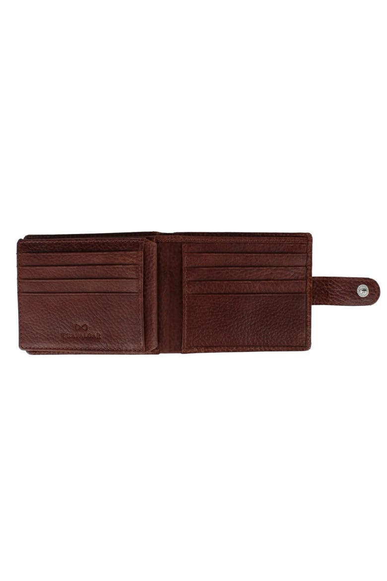 Parker Pebbled Leather Bi-Fold Wallet with ID Window and Popper Fastener, Alternate, color, Brown