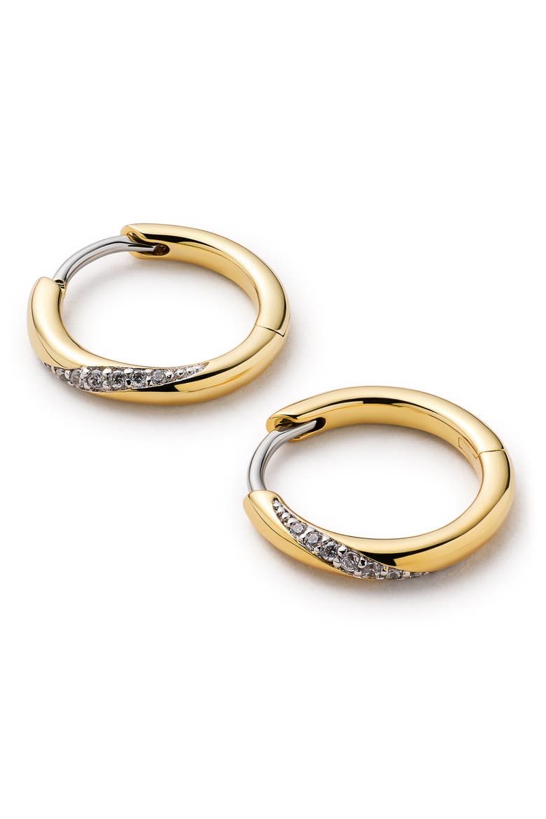Kira Slim Pavé Hoop Earrings, Alternate, color, GOLD / CLEAR