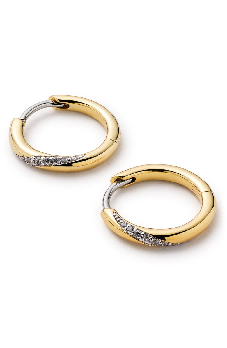 Ana Luisa Kira Slim Pavé Hoop Earrings, Alternate, color, Gold / Clear