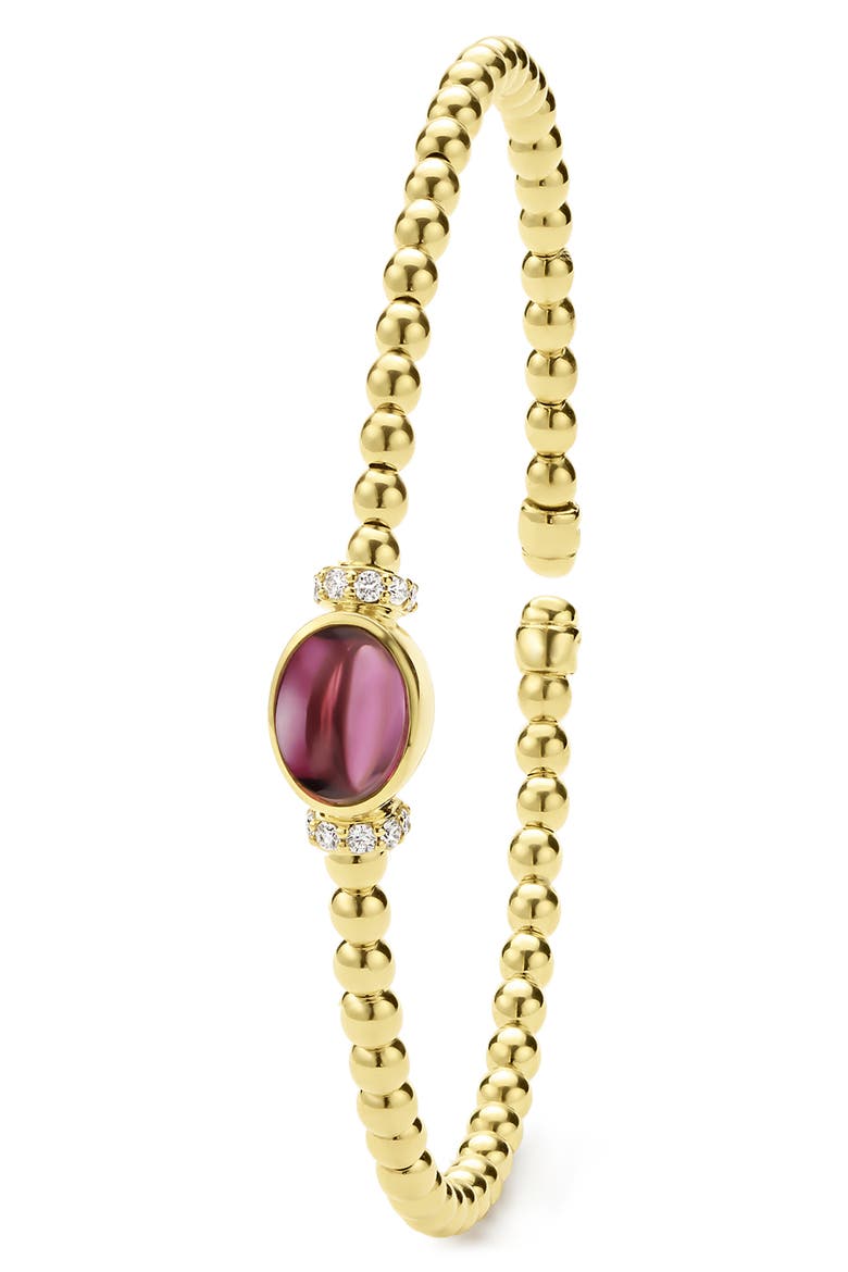 Rhodolite Garnet & Diamond Caviar Cuff Bracelet, Alternate, color, GOLD