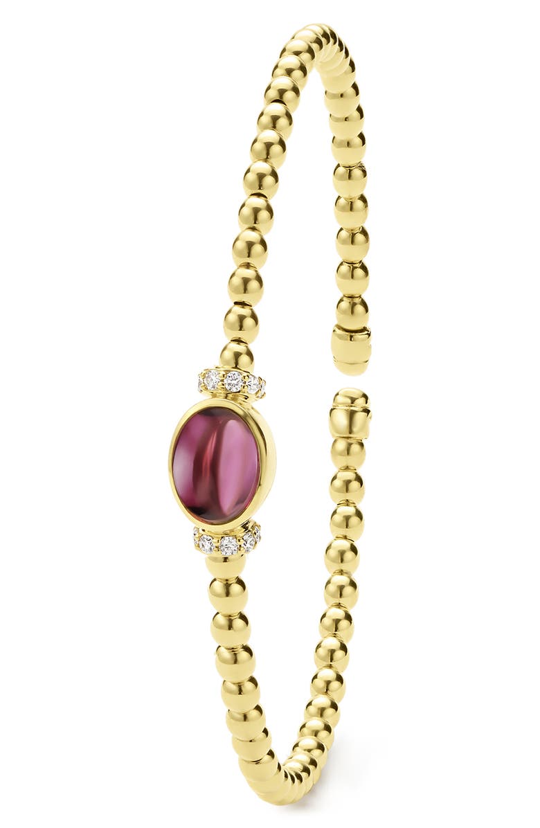 LAGOS Rhodolite Garnet & Diamond Caviar Cuff Bracelet, Alternate, color, Gold