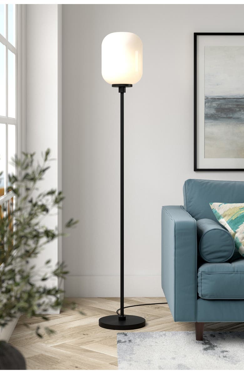 ADDISON AND LANE Agnolo Blackened Bronze Floor Lamp with White Milk Glass Shade, Alternate, color,