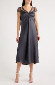 Lucky Brand Satin & Lace Maxi Dress