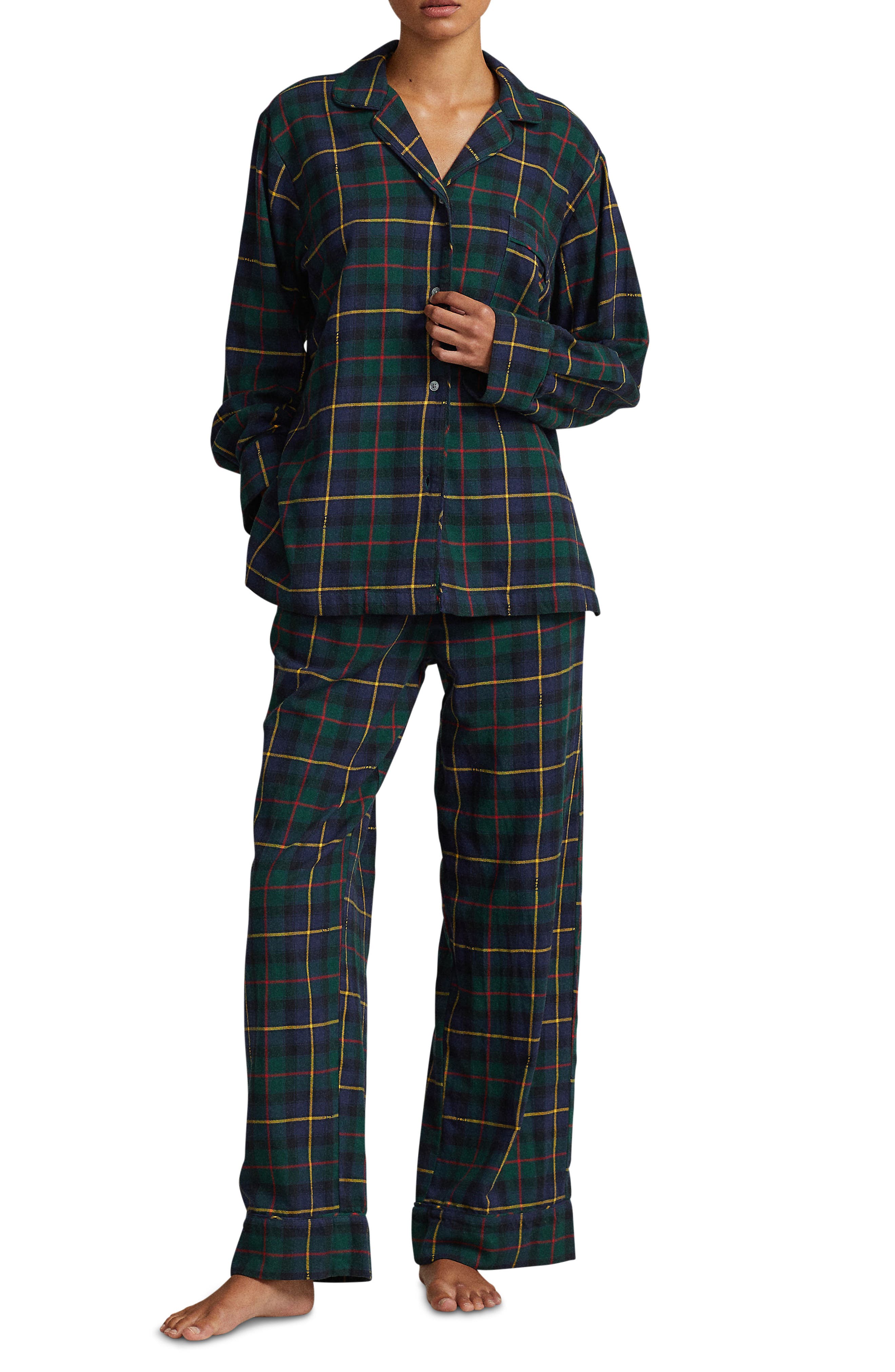Polo Ralph Lauren Madison Plaid Organic Cotton Pajamas | Nordstrom