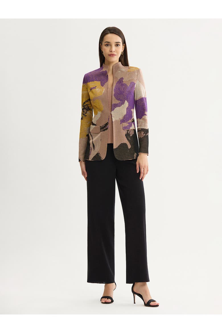 Tailored Floral Jacquard Flat Knit Jacket, Alternate, color, Charmeuse/Fresh Purple