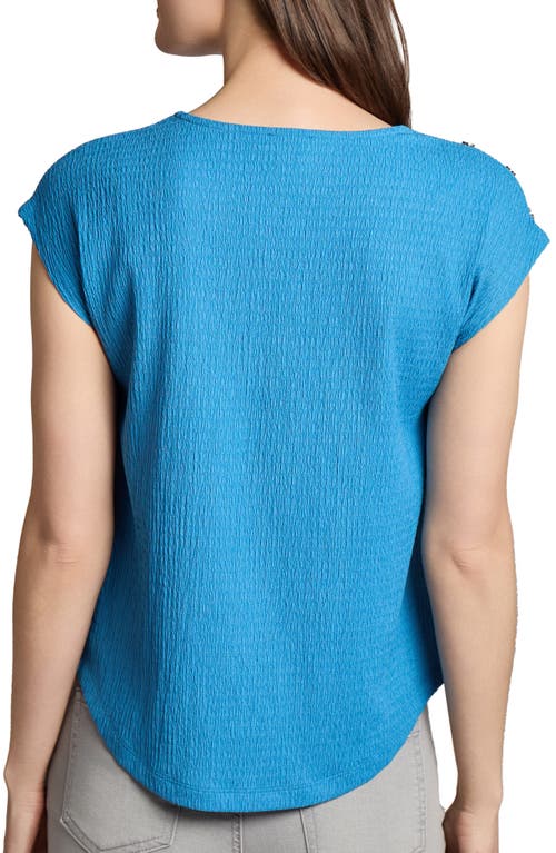 Jones New York Button Accent Cap Sleeve Top In Blue