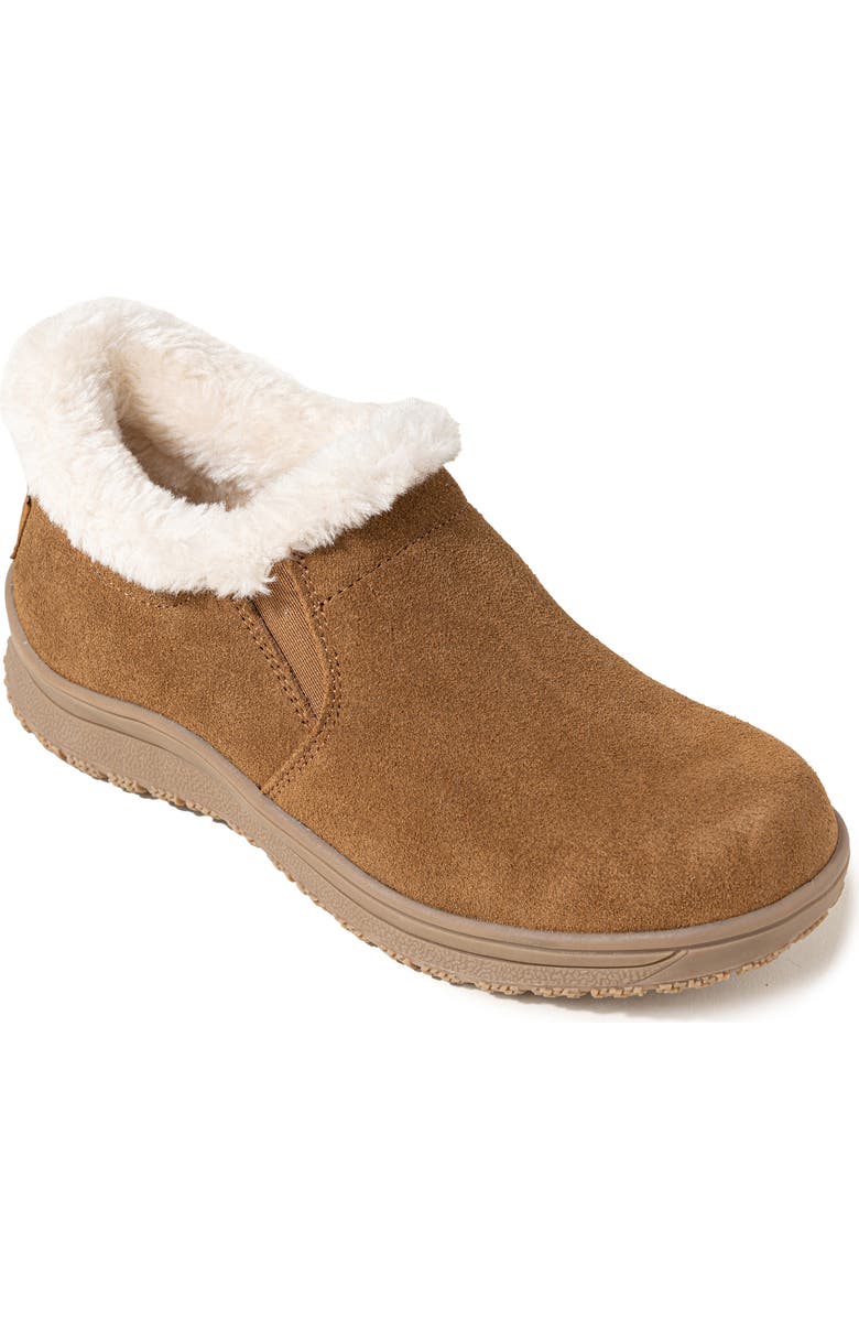 Minnetonka Eagan Faux Fur Slipper Bootie, Main, color, Dusty Brown