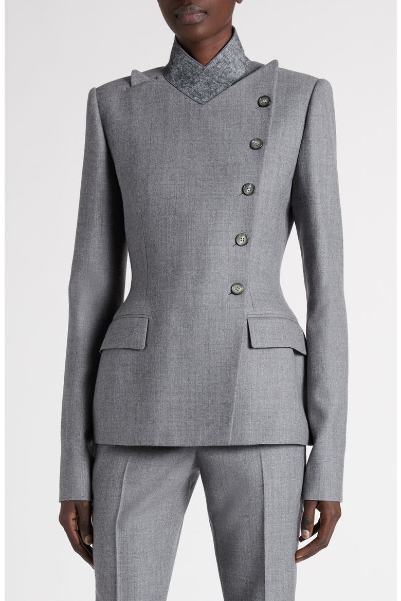 Asymmetric Wool Jacket, Main, color, GREY MELANGE