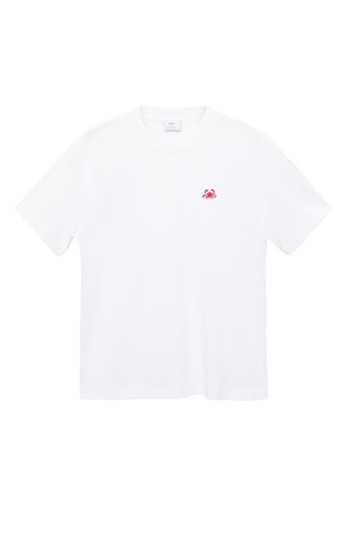 Mango Shellfish Embroidery Crewneck T-shirt In White