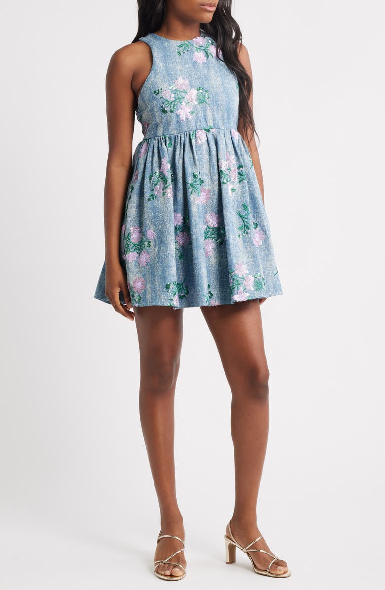 Sister Jane Azul Sequin Minidress, Main, color, Blue