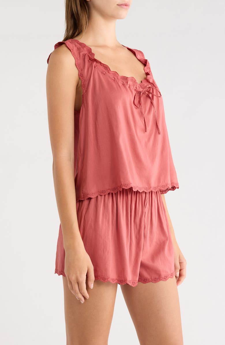 Reformation Hazel Short Cotton Blend Pajamas, Alternate, color, Rosewood