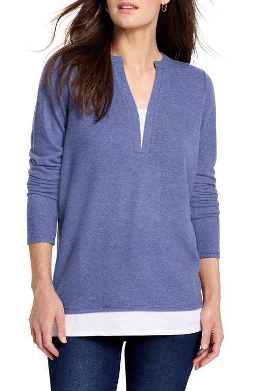 NZT by NIC+ZOE Cozy Mixed Media Layered Top in Cornflower 