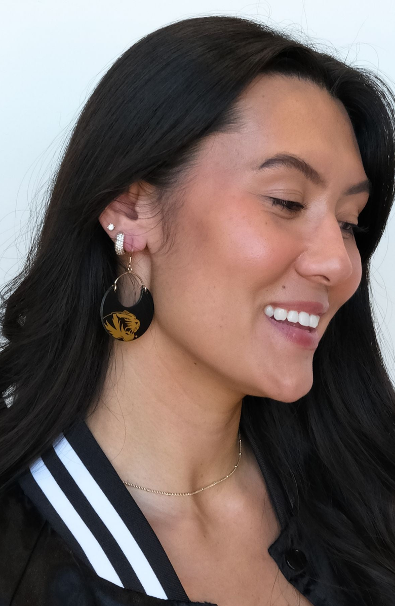 Nickel & Suede University Ninas Earrings, Alternate, color, Um / Gold