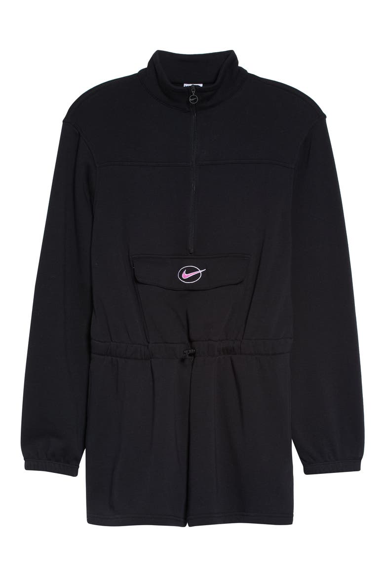 Sportswear Icon Clash Long Sleeve Romper, Alternate, color, BLACK/ WHITE
