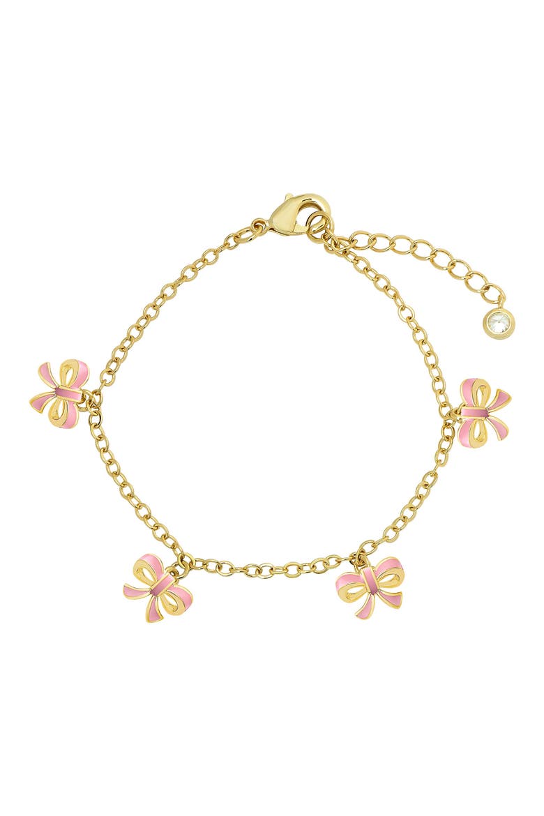 Kids' Bow Charm Bracelet, Main, color, PINK
