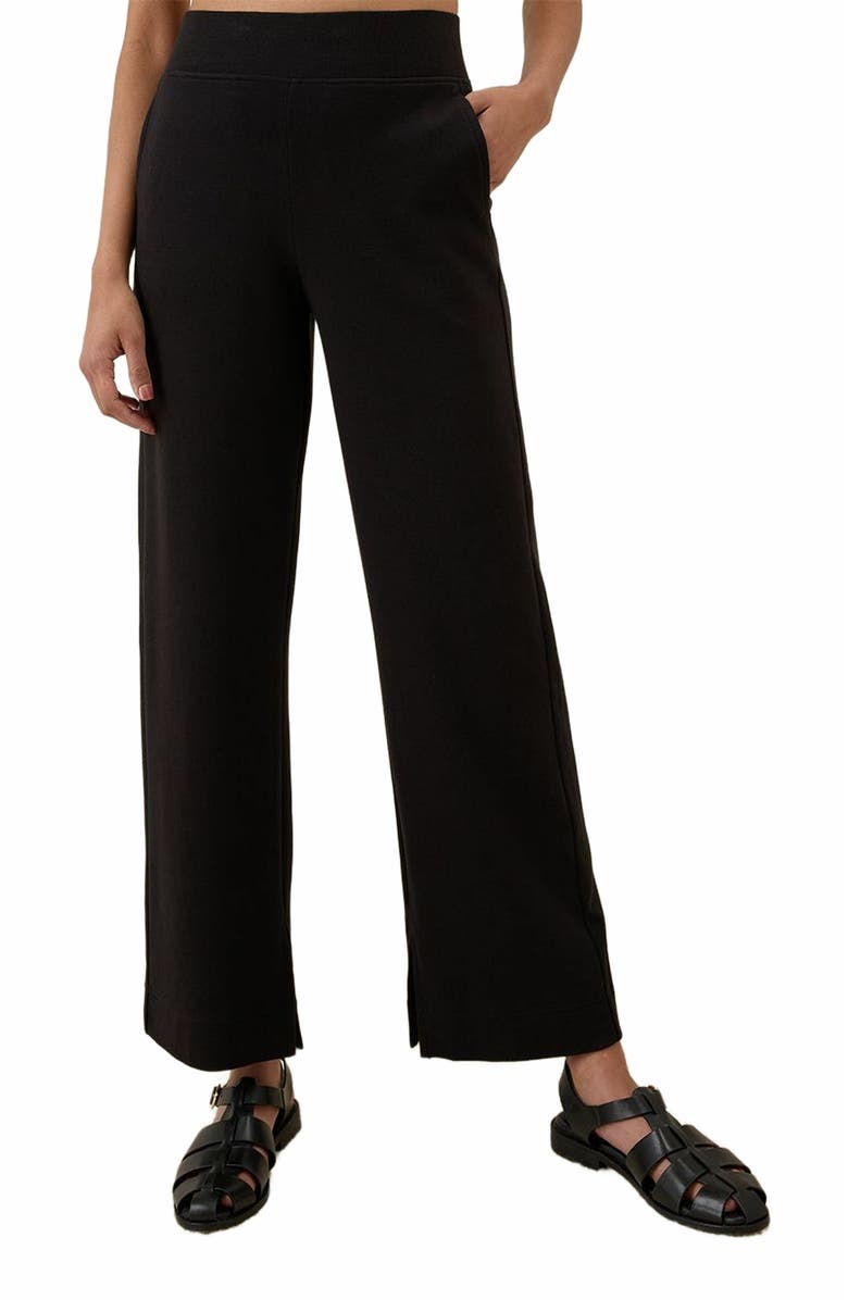 Pact Organic Cotton Airplane Wide Leg Pant - 29" Inseam, Alternate, color, Black