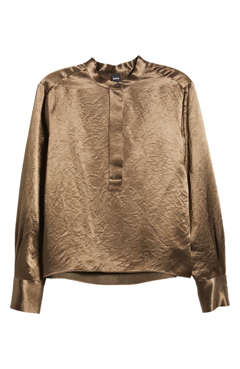BOSS Beshiny Crinkle Satin Top, Alternate, color, Marshland Green